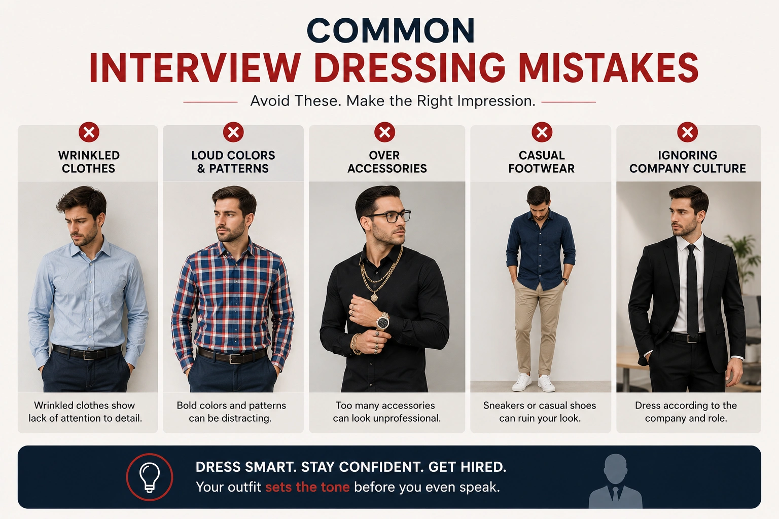 Common interview dressing mistakes men should avoid during job interviews