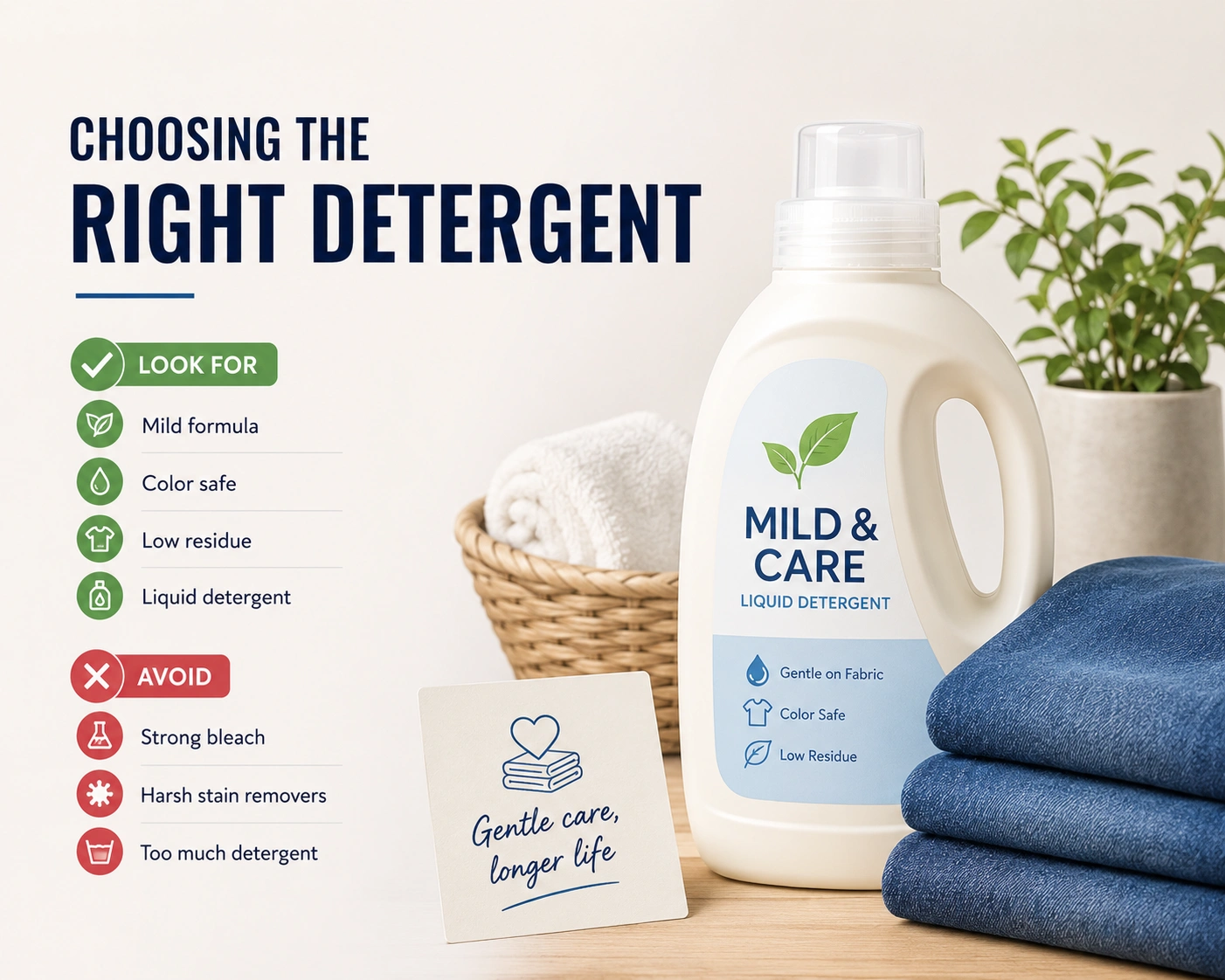 Choosing the right detergent for washing jeans and preserving denim color