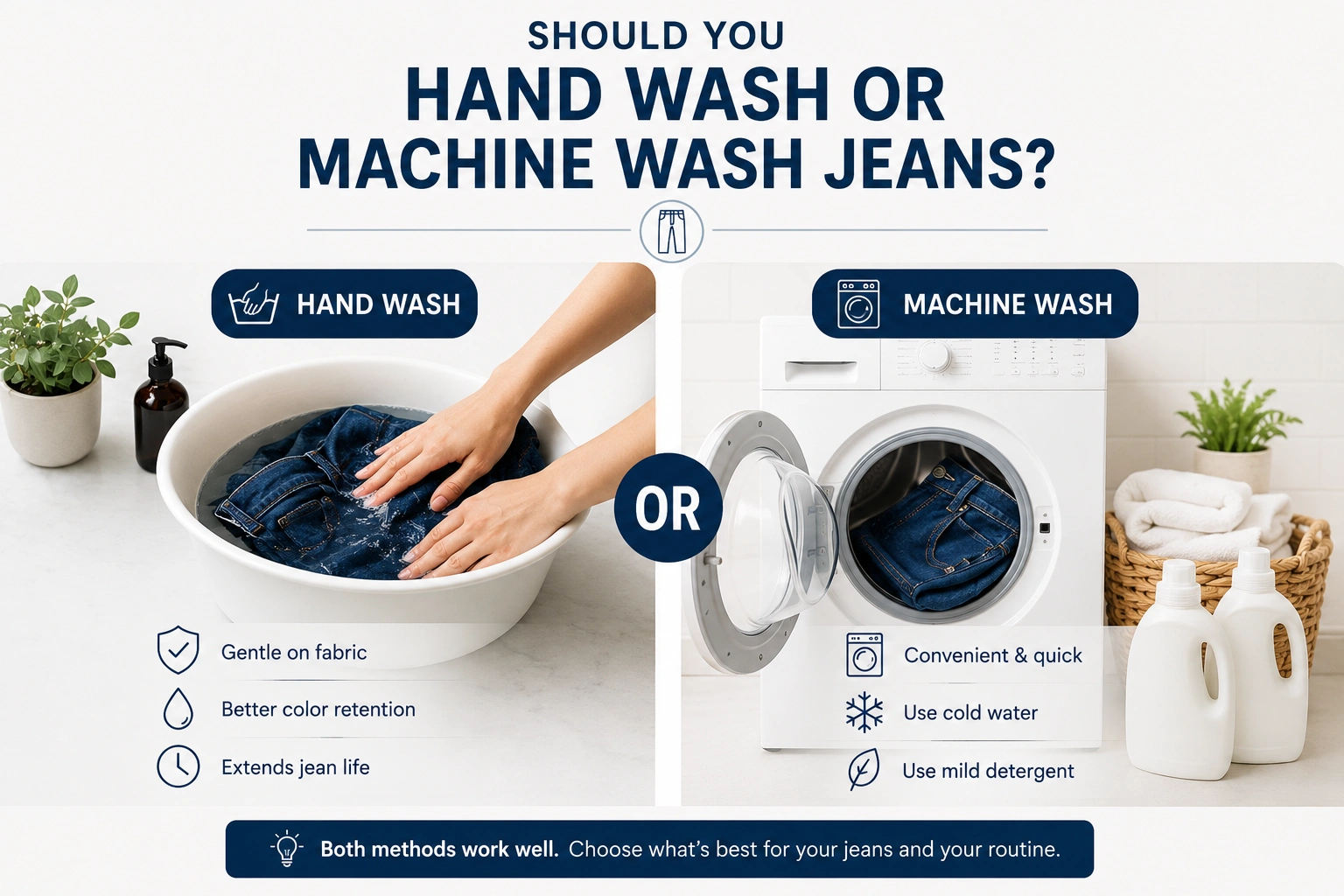 Hand wash versus machine wash jeans comparison guide
