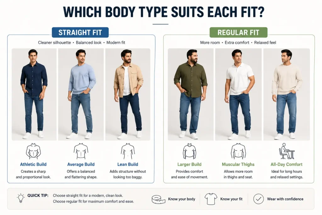 Best body types for straight fit and regular fit clothing in men's fashion