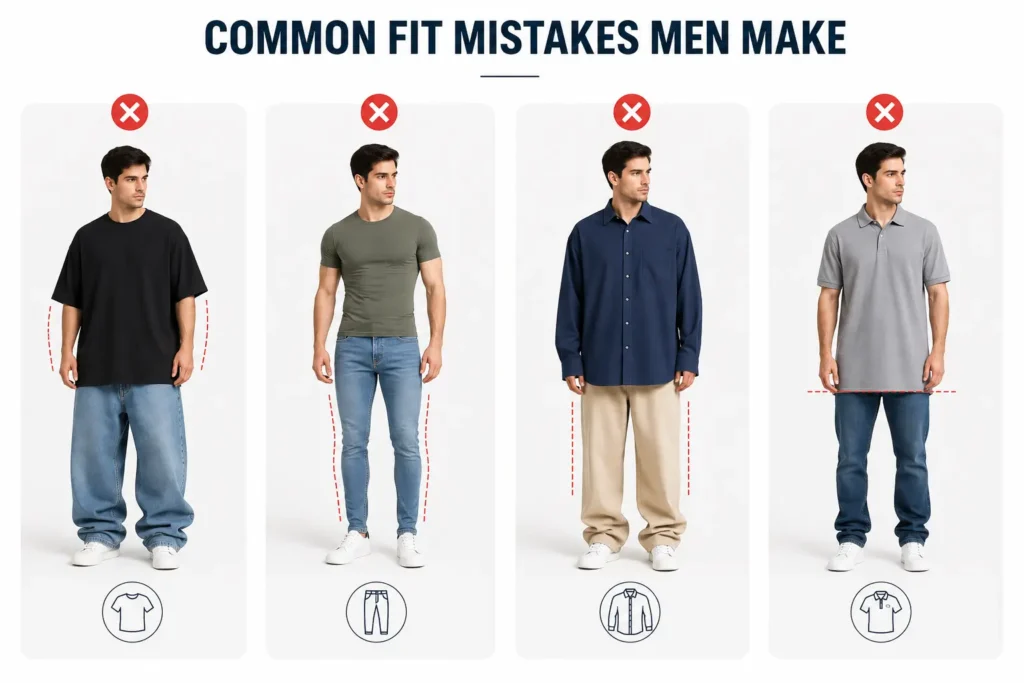 Common clothing fit mistakes men make when choosing jeans and shirts